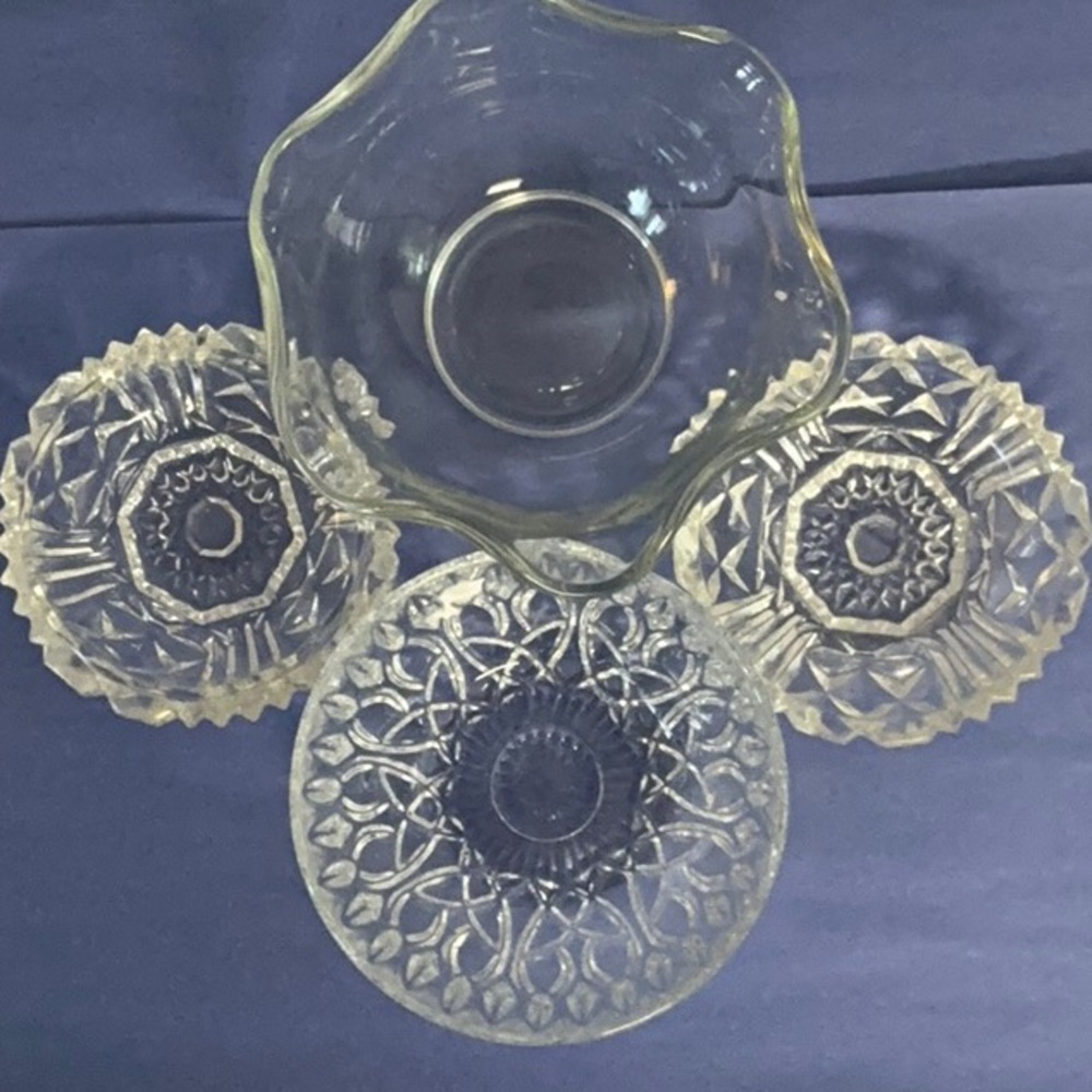 Crystal glass trinket box,decorative bowl Art Deco bundle